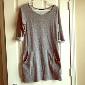 Grey sweatshirt dress with pockets